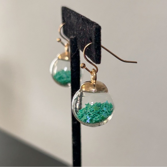Teal Wishing Ball Earrings - Picture 4 of 6
